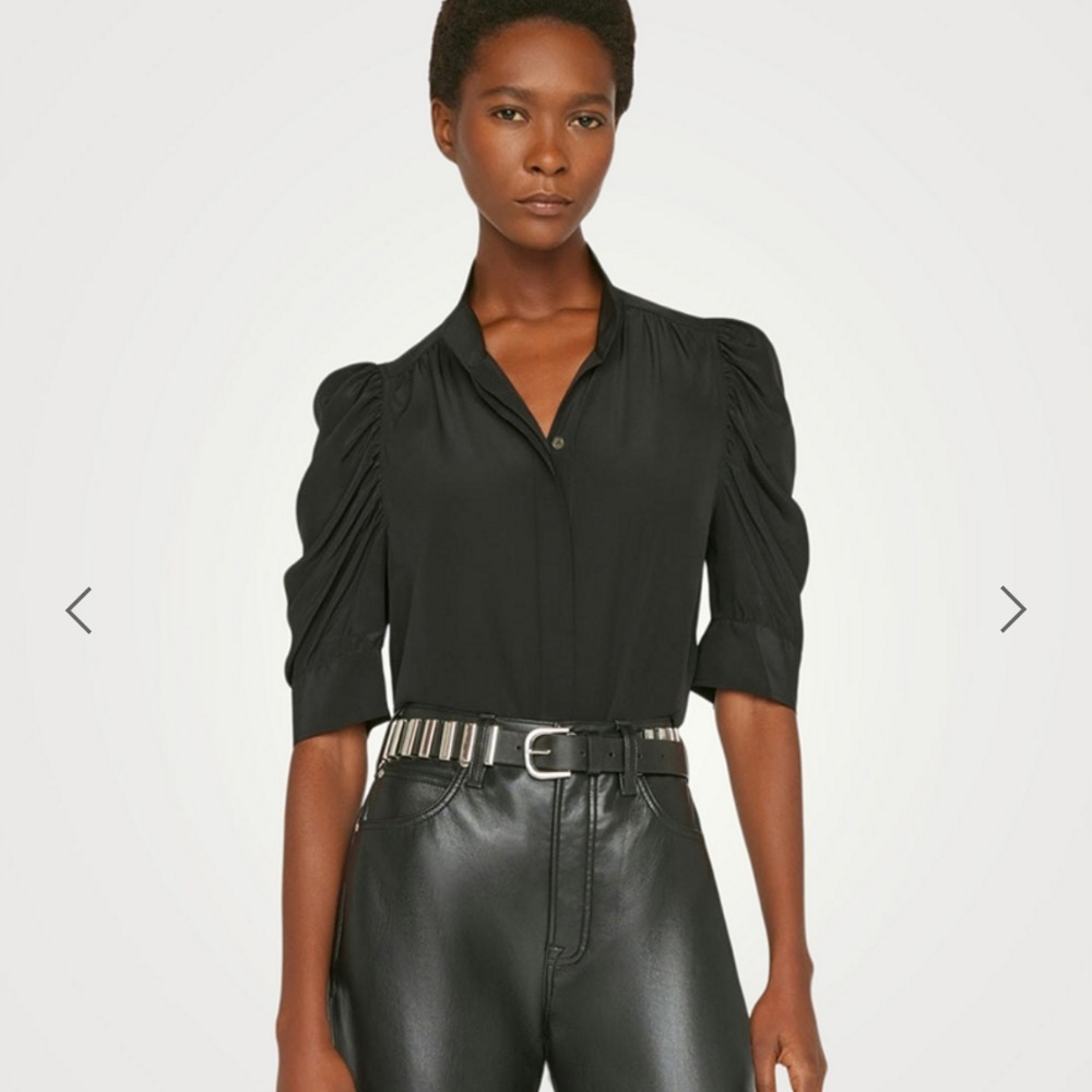 Frame Gillian Puff-Sleeve Silk Blouse